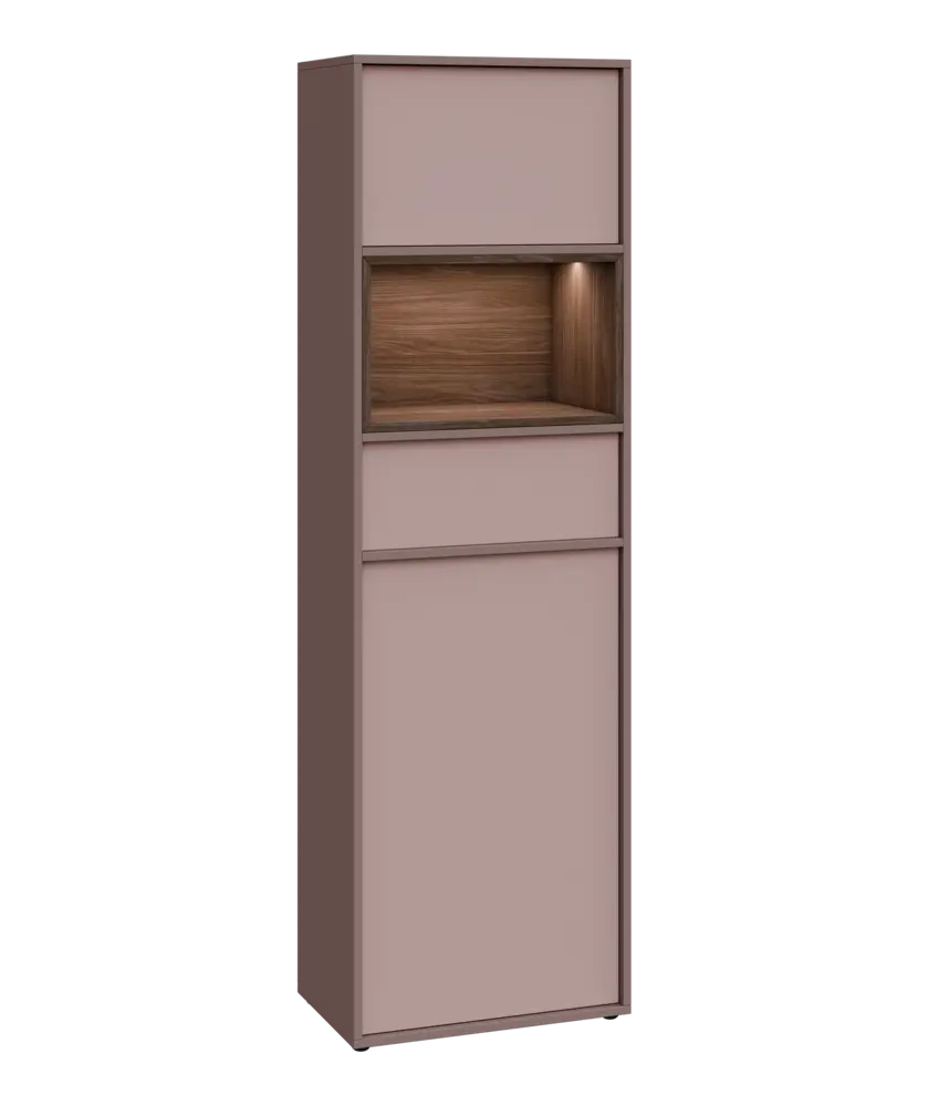 ERY V641 P kancelářská skříň, 1-dveřová/zásuvka/nika/výklop, 2000x600x400, pravá, pudrová